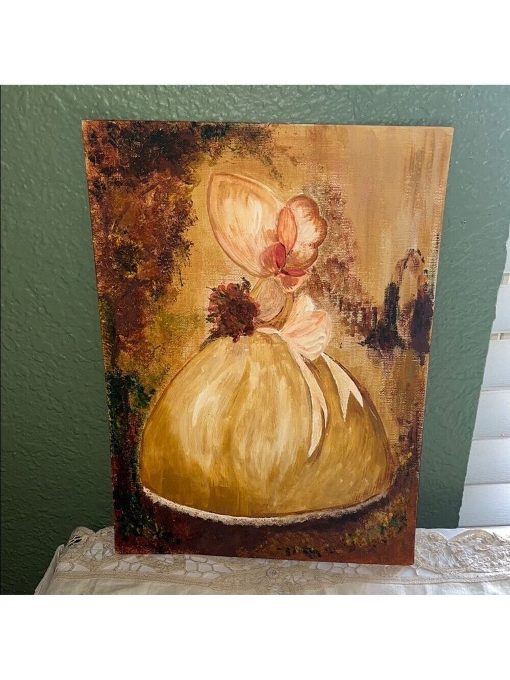 Vintage Painting Elegant farm girl • prairie • modest girl